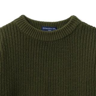 Classic Knit Baby Sweater in Forest Green