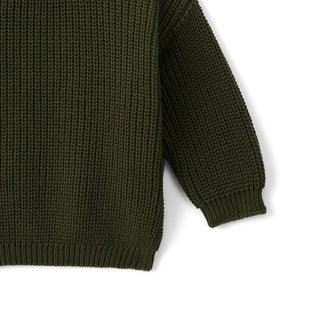 Classic Knit Baby Sweater in Forest Green