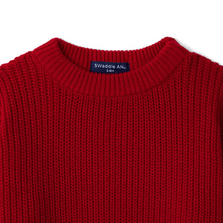 Classic Knit Baby Sweater in Red Xmas
