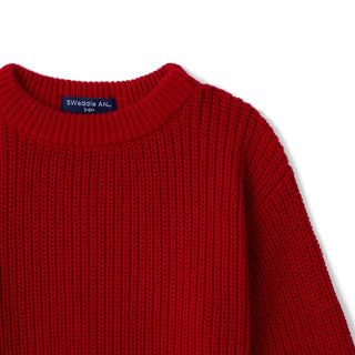 Classic Knit Baby Sweater in Red Xmas