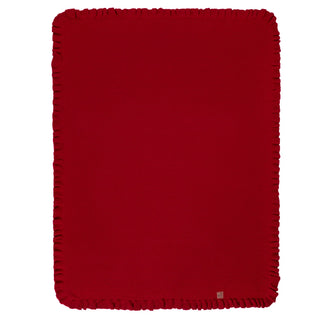 Ruffled Edge Knit Baby Blanket in Red Xmas