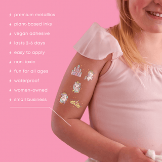 Unicorn Princess Variety Temporary Tattoos Set Party Tats Flash Tattoos