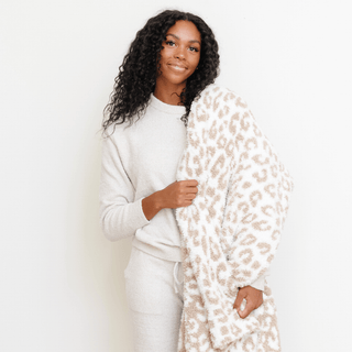 Double-Layer Bamboni® Throw Blankets Saranoni Color: Tan Leopard Double Layer