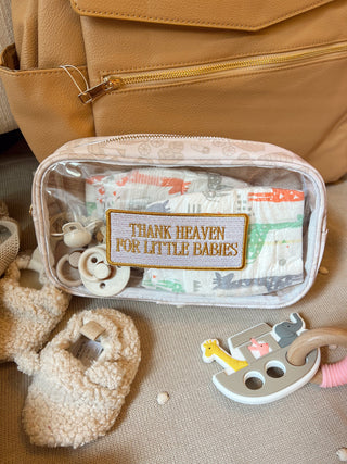 Thank Heaven - Medium Clear Bag Travel Bag KenzKustomz Color: Tan