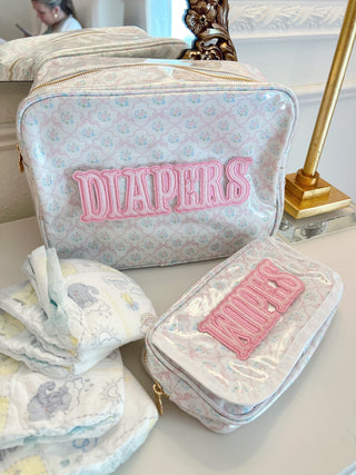 Diapers XL - Clear Coat Bag Travel Bag KenzKustomz Color: Pink