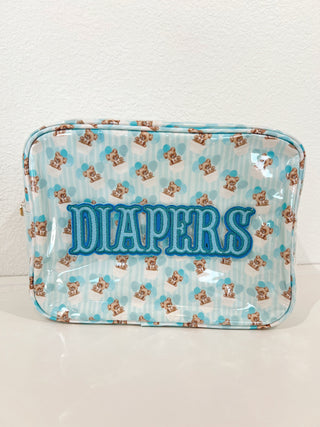 Diapers XL - Clear Coat Bag Travel Bag KenzKustomz Color: Pink