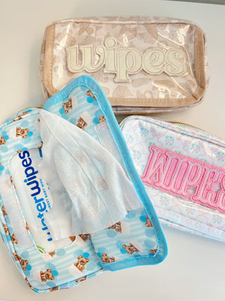 Wipes Pouch - Clear Coat Bag Travel Bag KenzKustomz Color: Pink
