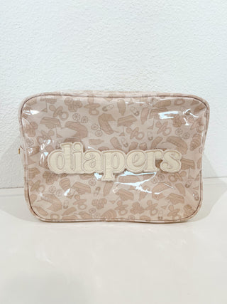 Diapers XL - Clear Coat Bag Travel Bag KenzKustomz Color: Pink