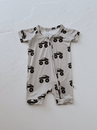 Shortie Bamboo Zip | Monster TruckZip Shortieforever french babySize: Newborn