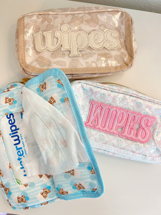 Wipes Pouch - Clear Coat Bag Travel Bag KenzKustomz Color: Pink