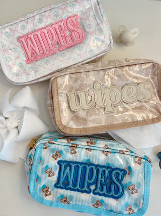 Wipes Pouch - Clear Coat Bag Travel Bag KenzKustomz Color: Pink