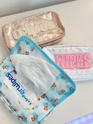 Wipes Pouch - Clear Coat Bag Travel Bag KenzKustomz Color: Pink
