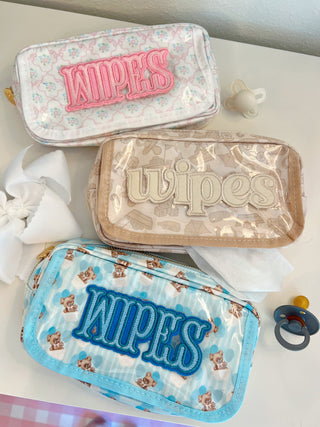 Wipes Pouch - Clear Coat Bag Travel Bag KenzKustomz Color: Pink
