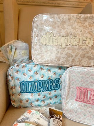 Diapers XL - Clear Coat Bag Travel Bag KenzKustomz Color: Pink