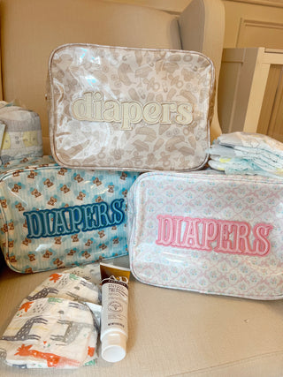 Diapers XL - Clear Coat Bag Travel Bag KenzKustomz Color: Pink