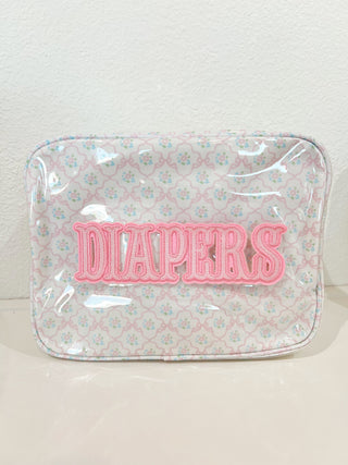 Diapers XL - Clear Coat Bag Travel Bag KenzKustomz Color: Pink