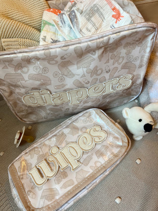 Wipes Pouch - Clear Coat Bag Travel Bag KenzKustomz Color: Pink