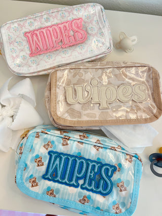 Wipes Pouch - Clear Coat Bag Travel Bag KenzKustomz Color: Pink