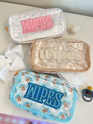 Wipes Pouch - Clear Coat Bag Travel Bag KenzKustomz Color: Pink