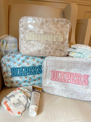 Diapers XL - Clear Coat Bag Travel Bag KenzKustomz Color: Pink