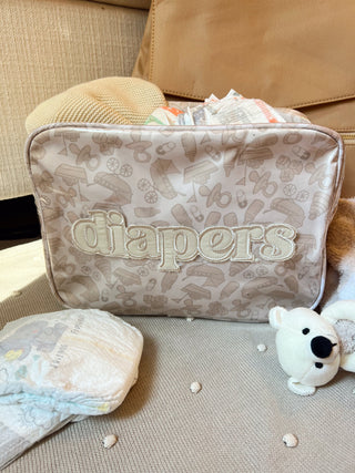 Diapers XL - Clear Coat Bag Travel Bag KenzKustomz Color: Pink