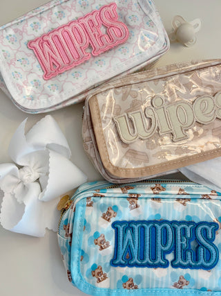 Wipes Pouch - Clear Coat Bag Travel Bag KenzKustomz Color: Pink