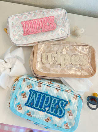 Wipes Pouch - Clear Coat Bag Travel Bag KenzKustomz Color: Pink
