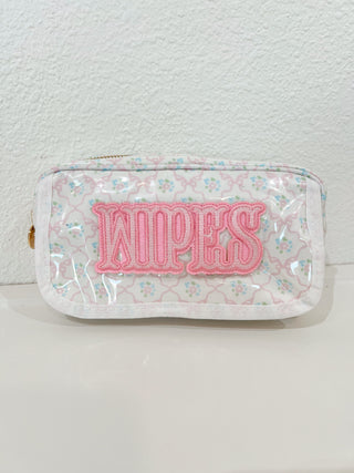 Wipes Pouch - Clear Coat Bag Travel Bag KenzKustomz Color: Pink