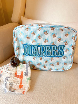 Diapers XL - Clear Coat Bag Travel Bag KenzKustomz Color: Baby Blue