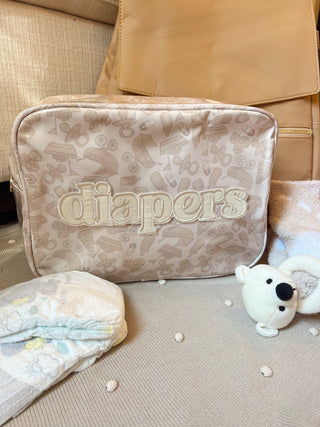 Diapers XL - Clear Coat Bag Travel Bag KenzKustomz Color: Tan