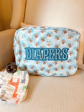 Diapers XL - Clear Coat Bag Travel Bag KenzKustomz Color: Pink