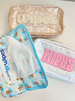 Wipes Pouch - Clear Coat Bag Travel Bag KenzKustomz Color: Pink