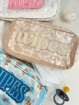 Wipes Pouch - Clear Coat Bag Travel Bag KenzKustomz Color: Pink