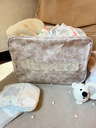 Diapers XL - Clear Coat Bag Travel Bag KenzKustomz Color: Pink