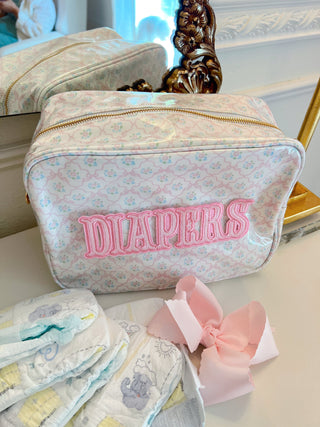 Diapers XL - Clear Coat Bag Travel Bag KenzKustomz Color: Pink