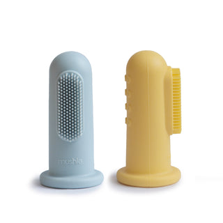 Finger ToothbrushToothbrushMushieColor: Powder Blue/Daffodil