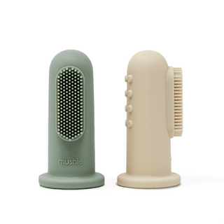 Finger ToothbrushToothbrushMushieColor: Shifting Sand/Cambridge Blue