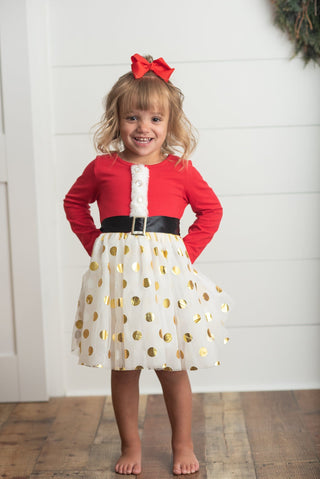 Santa Gold Dot Tulle Dress Dresses Oopsie Daisy Size: 2