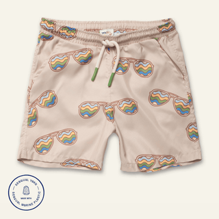 Groovy Glasses Swim Trunk Swimwear Mon Coeur Size: 01Y Color: Semolina/Multi