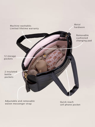 Utility-Strap Tote Diaper Bag - Black Utility-Strap Tote JuJuBe