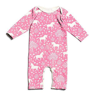 Long Sleeve Organic Cotton Romper - Magical Forest Pink Baby One-Pieces