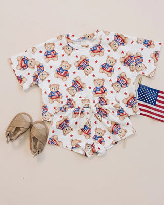 Shorts Set - American Bear Shorts Set LUCKY PANDA KIDS Size: 0-3M