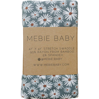 Mebie Baby Bamboo Stretch Swaddle Blanket - Dark Green Daisy | Baby Riddle
