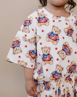 Shorts Set - American Bear Shorts Set LUCKY PANDA KIDS Size: 0-3M