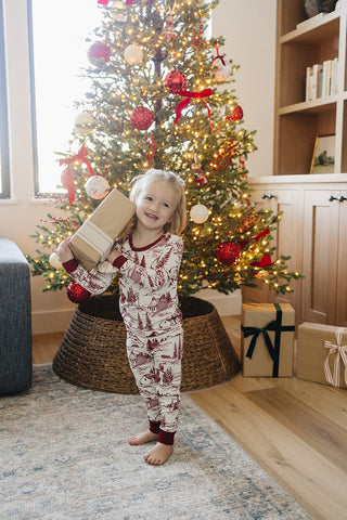 Holiday Toile Ribbed Bamboo Cozy Set