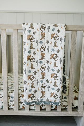 Outlaw Cowboy Muslin Crib Sheet Mebie Baby