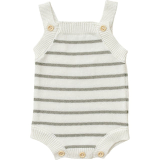 Mebie Baby Sage Stripe Knit Bubble Romper | Baby Riddle