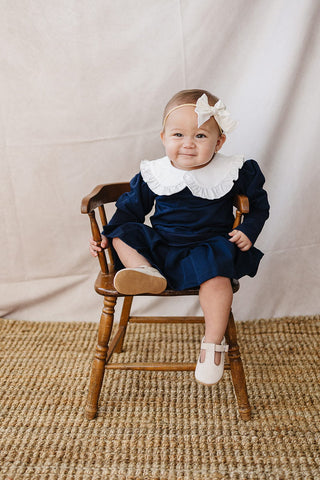 Navy Peter Pan Collar Pleated Skirt Set