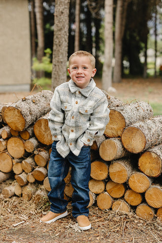 Grey Plaid Shacket Mebie Baby Size: 0-3