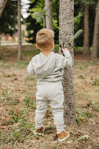 Grey Striped Hooded Set Mebie Baby Size: 0-3